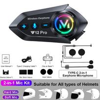 Y12 Pro Bluetooth motociklo domofonas 500 m diapazono RGB šviesos IP56 atsparus vandeniui laisvų rankų įrenginys mėlyna