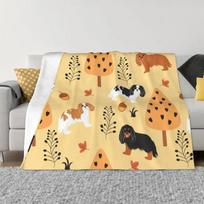 Cavalier King Charles Spaniel Blankets Warm Flannel Pet Dog In Autumn Throw Blanket for Sofa Office Bedspreads 40x50in