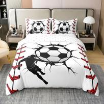 Spalvingas futbolo vieno dydžio antklodės užvalkalų komplektas, Sporto tema animacinis futbolo patalynės komplektas su pagalvių užvalkalais 75*50cm, Dovana berniukams ir mergaitėms 70x133cm-2pcs