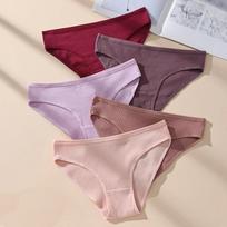 5Pcs/Set Women's Panties Striped Briefs Women Underwear Low Waist Cotton Panty Sexy Ladies Underpants Soft Female Lingerie S-XXL S&5pcs įvairiaspalvis