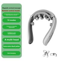 Neck Massager Electric Microcurrent Multi-Head Replaceable Wireless Knead Shiatsu Heating Vibration Cervical Shoulder Massager balta