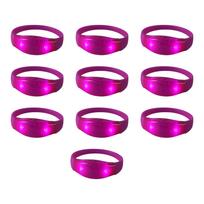 10 vnt. LED silikoninių apyrankių mirksinčios šviečiančios apyrankės aksesuaras įvairių spalvų apyrankės papuošalai vakarėliui violetinė