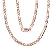 Vyrų sidabrinė grandinėlė Kartjė (Flat Curb) 3.8 mm, Sidabras 925°, raudonas auksas, 55 cm