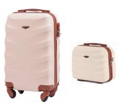 Vidutinis baltas lagaminas Wings BS402M + kelioninė kosmetine