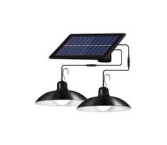 Dimeriuojamas LED saulės pakabinamas šviestuvas ant laido 2xLED/1,8W/3,7V IP44 6500K 2400 mAh + nuotolinis pultas