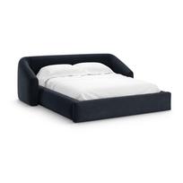 Tamsiai mėlynos spalvos dvigulė lova audiniu dengta su sandėliavimo vieta su lovos grotelėmis 160x200 cm Campi – Cosmopolitan Design