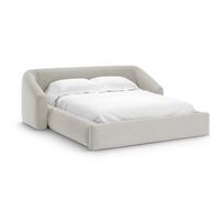 Smėlio spalvos dvigulė lova audiniu dengta su sandėliavimo vieta su lovos grotelėmis 140x200 cm Campi – Cosmopolitan Design