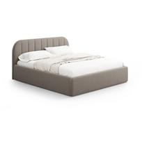 Šviesiai rudos spalvos dvigulė lova audiniu dengta su sandėliavimo vieta su lovos grotelėmis 160x200 cm Juno – Windsor & Co Sofas