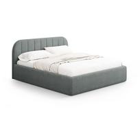 Tamsiai pilkos spalvos dvigulė lova audiniu dengta su sandėliavimo vieta su lovos grotelėmis 140x200 cm Juno – Windsor & Co Sofas