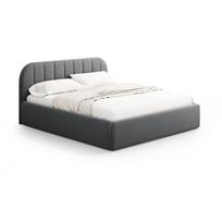 Pilkos spalvos dvigulė lova audiniu dengta su sandėliavimo vieta su lovos grotelėmis 140x200 cm Juno – Windsor & Co Sofas