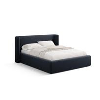 Tamsiai mėlynos spalvos dvigulė lova audiniu dengta su sandėliavimo vieta su lovos grotelėmis 200x200 cm Jason – Windsor & Co Sofas