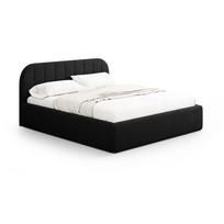 Juodos spalvos dvigulė lova audiniu dengta su sandėliavimo vieta su lovos grotelėmis 180x200 cm Juno – Windsor & Co Sofas