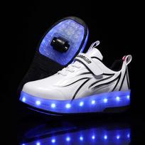 Dviračiai Vaikams LED Šviečiantys Ritinio Batai Vaikams Berniukams Mergaitėms Šviečiantys Sportbačiai Riedlentė USB Įkrovimas 28(insole 18cm)
