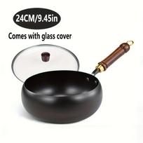 Rankų darbo anglinio plieno Wok keptuvė nelipni keptuvė maišymui namų gamybai 24cm juoda