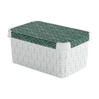 Baltos spalvos/žalios spalvos iš plastiko daiktadėžė su dangčiu 29,5x19,5x13,5 cm S – Curver
