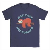 Not Fast Not Furious T Shirt Men's 100% Cotton Creative T-Shirts Crewneck Tee Shirt Short Sleeve Tops Gift S tamsiai mėlyna spalva