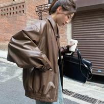 Women's Retro Brown Leather Biker Jacket - Short, Petite, Korean Style, Autumn/Winter 2025 Collection Extra Large