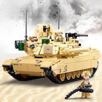 781 vnt. Karinės serijos modelių konstravimo kaladėlės žaislai, M1A2 tanko modelis Kūrybiškas „pasidaryk pats“ žaislas Surinktas konstravimo kaladėlių rinkinys Be dėžutės