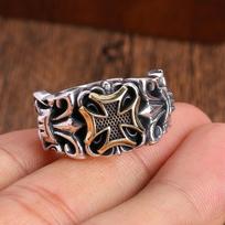 Reguliuojamas vyriškas žiedas su kryžminiu atidarymu, vintažinis, personalizuotas, madingas ir tendencingas rankų darbo dovana opening adjustable gray