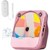 Nešiojamas CD grotuvas Bluetooth Įkraunamas, Belaidis Mini Stalinis namams su HiFi garsiakalbiu, Mielas CD grotuvas Nuotolinis valdymas, Palaiko CD/FM rožinė
