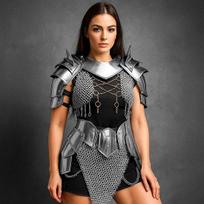 Moteriškas viduramžių riterio kostiumas Rankų darbo plieninės grandinės šarvų rinkinys LARP, Cosplay ir Renesanso mugėms