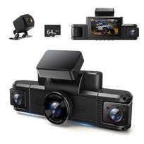 CARKUMI D1 4 Kameros, Vaizdo registratorius, 360 laipsnių WiFi, Priekinė ir galinė kamera, Mažas, juoda