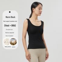 Moterų kašmyro antibakterinis šilkinis liemenė su liemenėlės pagalvėlėmis XL (suggested 120-140 jin) šilta juoda spalva