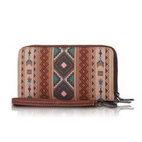 Europos ir Amerikos bohemiško stiliaus RFID dvipusis piniginė, moteriškas vandeniui atsparus audinio kortelių dėklas 19*4.5*10cm chaki