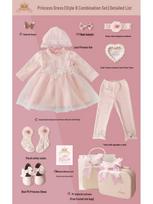 Mažosios princesės kūdikio dovanų rinkinys: Rožinė suknelė 100 dienų - 1 metams, pavasaris/ruduo Size 73 (3-6 Months)