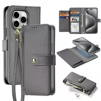 Dux Ducis Lawa Leather dėklas skirtas Apple iPhone 15 Pro – pilkos spalvos