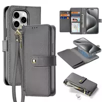 Dux Ducis Lawa Leather dėklas skirtas Apple iPhone 15 Pro Max – pilkos spalvos