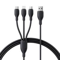"Baseus Ultra-Fast One-for-Three" greitojo įkrovimo kabelis USB-A į M+L+C 3,5A 0,8 m kosminės juodos spalvos