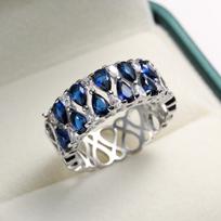 Pear-Shaped Zircon Women's Ring – European & American Popular Creative Jewelry Size 10 karališkos mėlynos spalvos