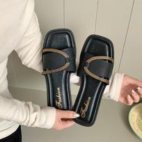 Women's Fashionable Summer Non-Slip Flat Flip Flops - Versatile Outdoor & Beach Square Buckle Slippers 36-37