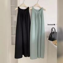 Women's Sleeveless A-Line French Tank Dress with Pockets for Summer Seaside Vacations 2XL melsvai žalia