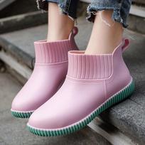 Japoniški moteriški vandeniui atsparūs žemi batai su vilnos pamušalu ir neslystančiais padais - Madingi guminiai lietaus batai Size 39
