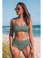 Vienspalvis Seksualus Kryžiuotas Minkšto Kaušelio Bikini - Europietiško ir Amerikietiško Stiliaus Moteriškas Maudymosi Kostiumėlis Small armijos žalia spalva