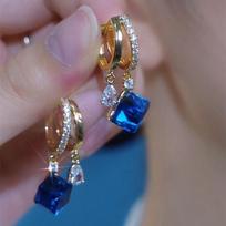 Deep Sea Blue Crystal Ear Cuffs - Elegant Niche Design 2024