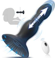 SuperLove Thrusting Vibrating Anal Plug with Suction Cup & Remote Black