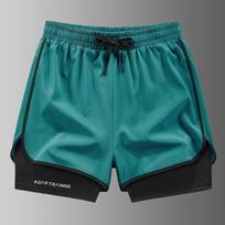 Unisex Double-Layer Anti-Exposure Sports Shorts for Running & Hiking 2XL pašalinės žalios spalvos