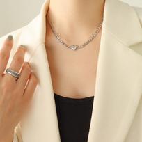 18K Gold Clavicle Chain Pendant Necklace - Trendy European & American Titanium Steel Jewelry for Women beige