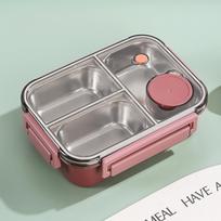 Nešiojami pietų dėžutės vaikams suaugusiems termo sriubos bento dėžutė nerūdijančio plieno izoliuotas šildomas maisto laikymo indas 3 grids raudona