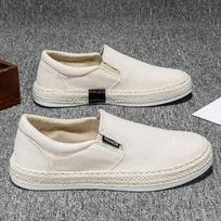 Vyriški 2024 m. pavasariniai balti drobės slip-on sportbačiai - kvėpuojantys ir madingi 41 gray