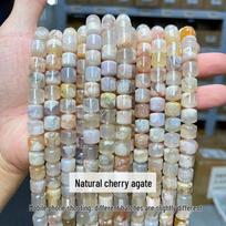 Vyšnių žiedų agato karoliukai: 8-10 mm natūralūs cilindro formos karoliukai „pasidaryk pats“ papuošalų priedams Approx. 8*8mm, 46 beads