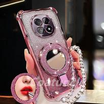 For Xiaomi POCO F7 Pro M7 X7 X6 X5 X3 F6 M6 Pro C65 C75 C71 M5S Case Glitter Plating Mirror Magnetic Phone Holder Bracelet Cover Poco M7 rožinė