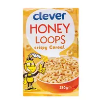 Sausi pusryčiai CLEVER Honey Loops, 250 g