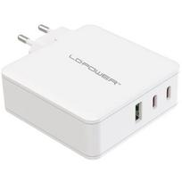 LC-Power LC-GAN-100, USB power supply GaN, 2x USB-C, 1x USB-A, 100W, white