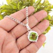 Peridot Gemstone 925 Sterling Silver Jewelry Handcrafted Designer Pendant 1.50  PP-2-6