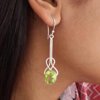 Natural Peridot Gemstone 925 Sterling Silver Jewelry Handmade Drop Earrings1.76  EE-171-3 brown