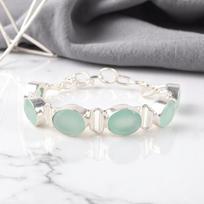 Vandeninis chalcedonas Brangakmenis 925 svarų sterlingų sidabro Papuošalai Rankų darbo Dovana Apyrankė 8  RB-4-16